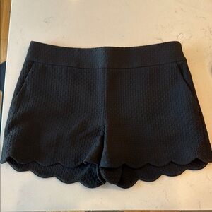 Black Scalloped Women Shorts